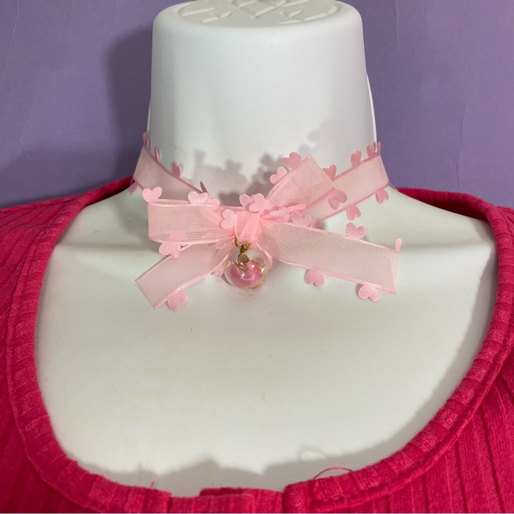 Adorable Pink Bow Choker
